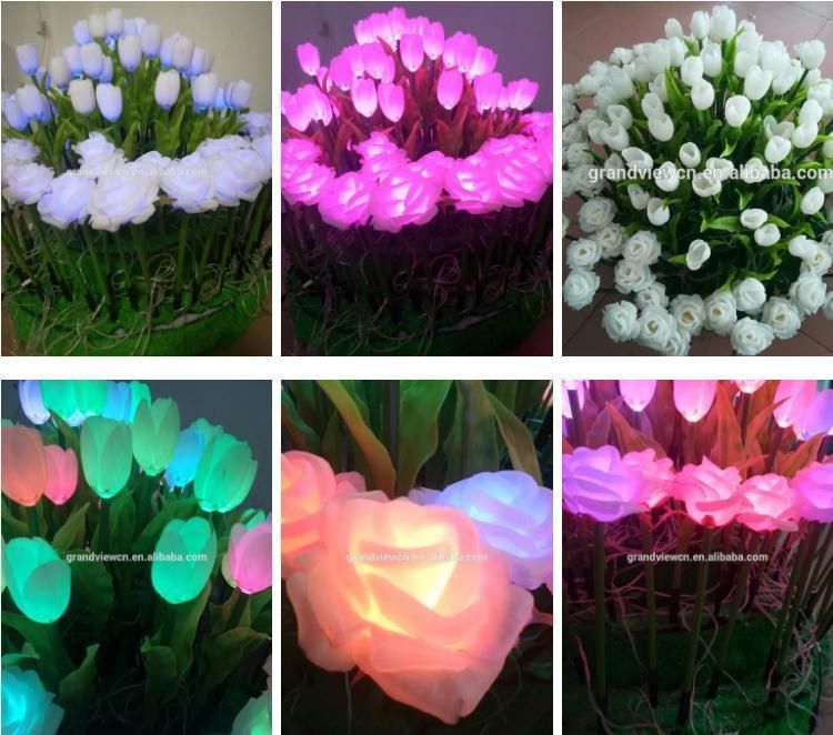 Waterproof 12V LED Ground Buried Stand Decoration RGB LED Rose Flower for Outdoor