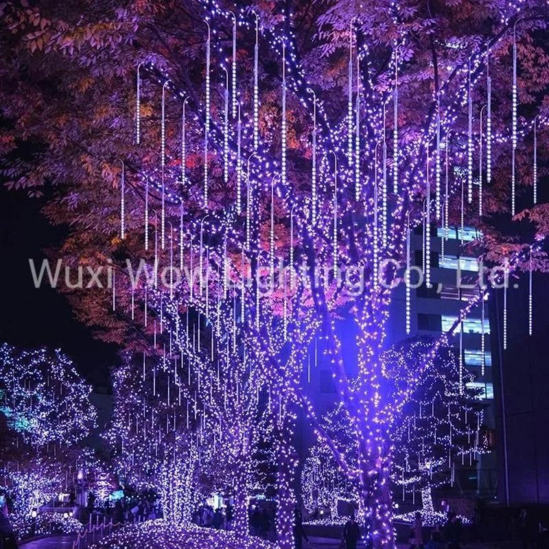 Meteor Lights 192 LED Falling Snowfall Lights Meteors Shower Rain Lights 30cm 8 Tubes Cascading Light for Christmas Tree Wedding Party Garden Home Decoration