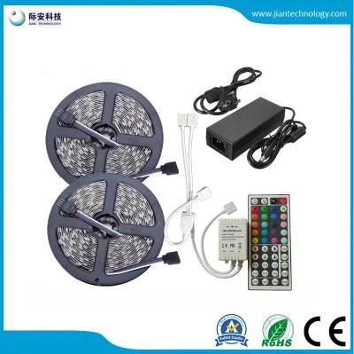 SMD 5050 RGB LED Strip 12V 30LEDs/M Waterproof Flexible Tape Ribbon String+RGB LED Controller+12V Power Adapter