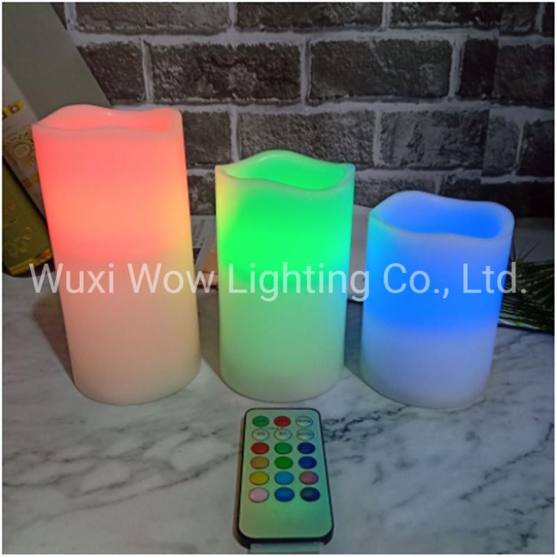 Three-Piece Ivory Wave Mouth Remote Control Function LED Candle Light Wedding Christmas Room Scene Decoration