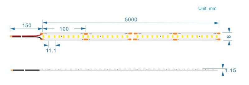 24V DC 200lm/W High Efficiency Double Side PCB 2835 LED Strip
