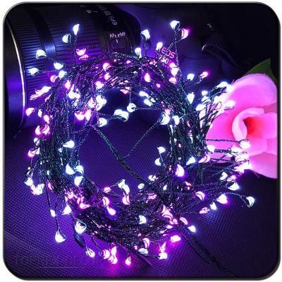 Star Metal Light Indoors Plug Fluffy Pearl Christmas Micro Fairy Lights