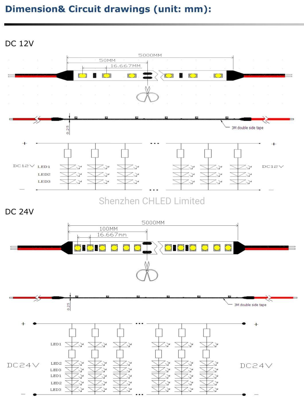 SMD3528 120LED/M 12V/24V Low Voltage Flexible Strip for Sign