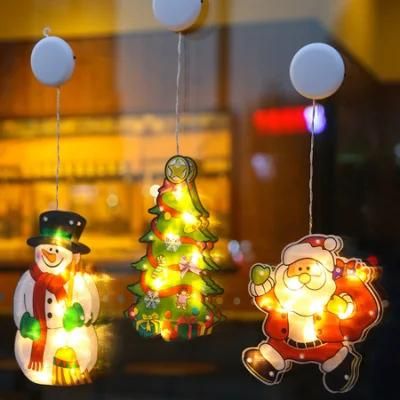 Christmas Snowman Window Hanging Lights LED Suction Cup Decoration Lights