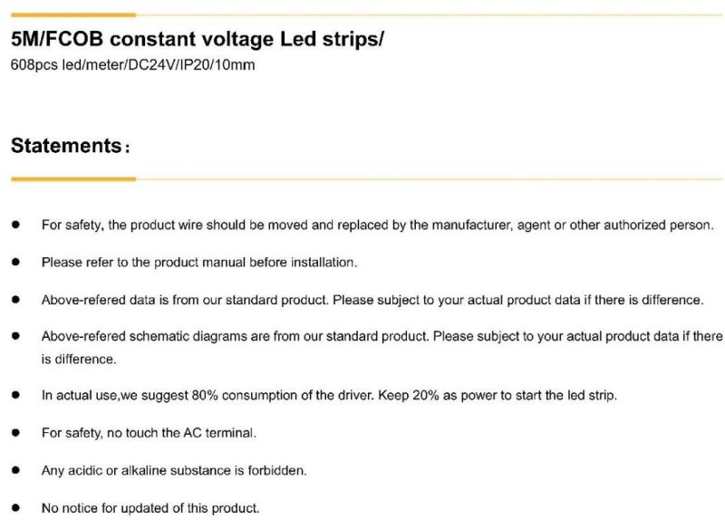 LED CTA Strip Light COB 608LEDs/M 2700-6500K 5years Warranty