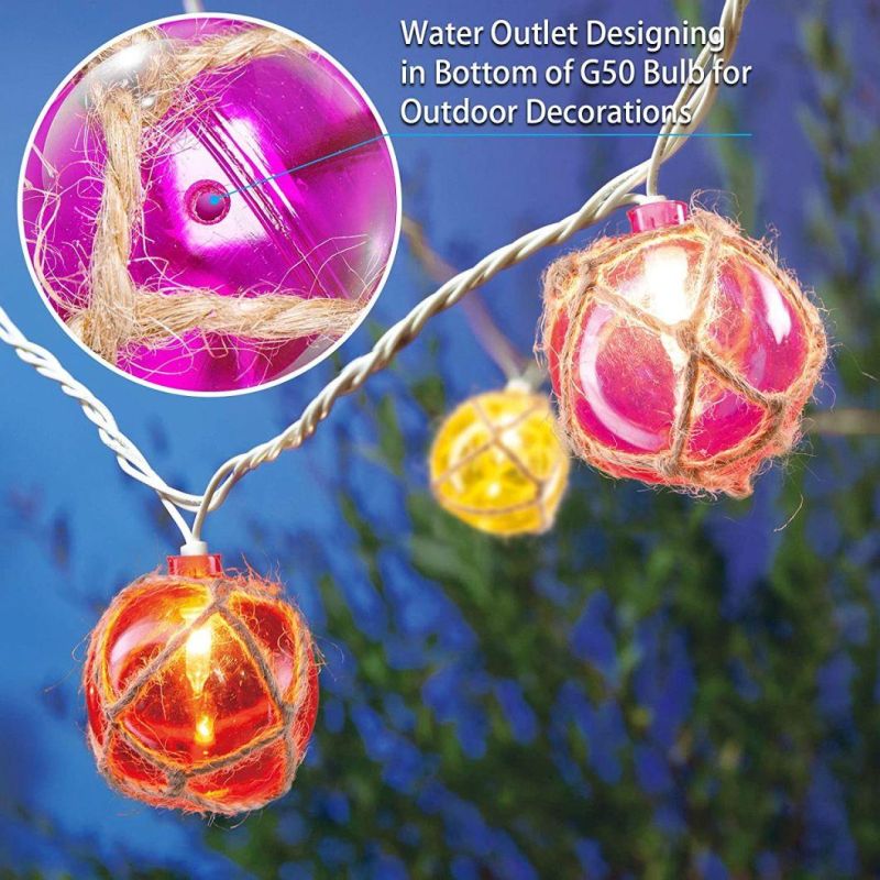 Warm White Indoor String Light 10 Nautical Fishing Floats Coastal Buoy Beach Theme Decoration for Bedroom Bathroom Window Christmas Tree