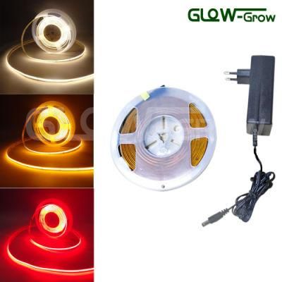 Yellow Flexible 5mm 380LEDs LED COB Strip Light for Indoor Decoration