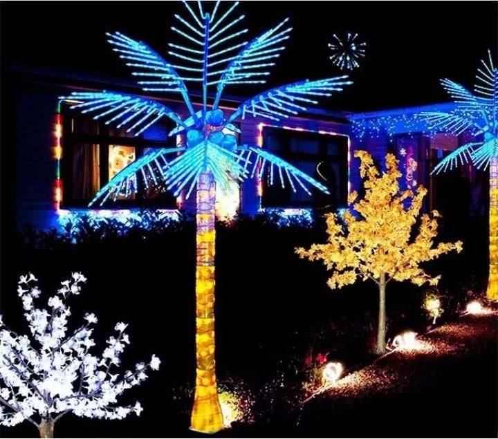 Good Quality Outdoor Simulation Coconut Tree Lamp Yellow Maple Tree Light for Street or Yard Decorations