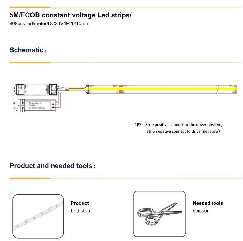 LED CTA Strip Light COB 608LEDs/M 2700-6500K 5years Warranty