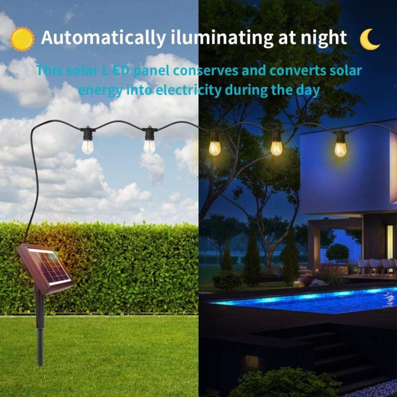 48FT Solar String Lights Outdoor - Shatterproof Vintage Edison Bulbs LED String Lights Solar Patio Lights for Backyard Patio