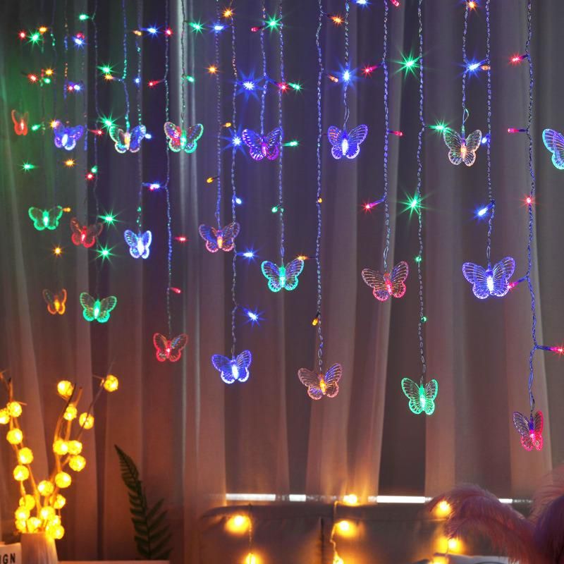 Butterfly LED Icicle Decorative Curtain Lights with Low Pressure Waterproof