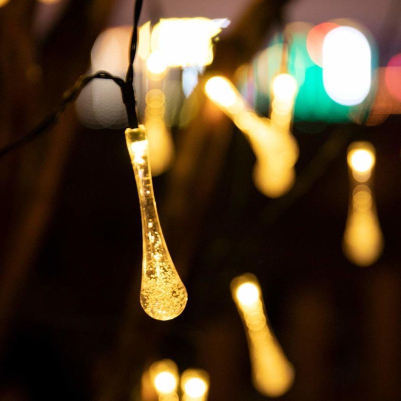 LED Outdoor Water Drops Solar Lamp String Lights for Christmas