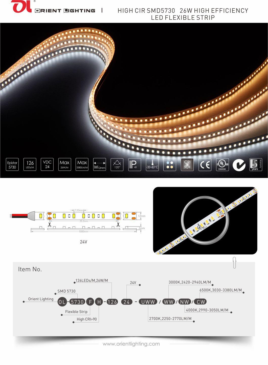 3000K IP20 High Lumen Efficiency Flexible LED Strip (120 ° beam angle)