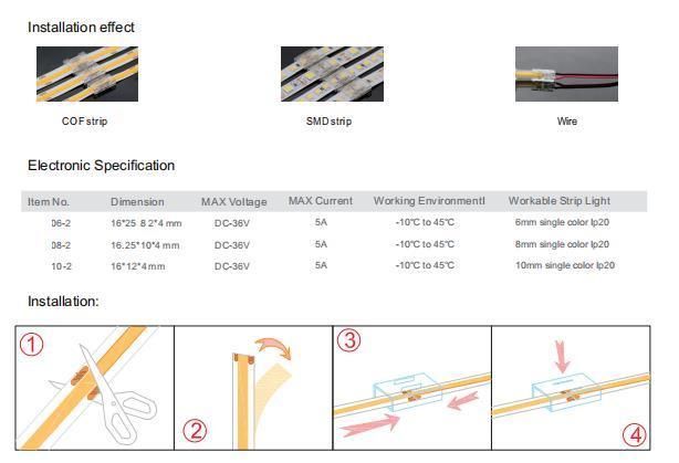 2835/3528/COB Seamless Weldingless Connector for LED Strip