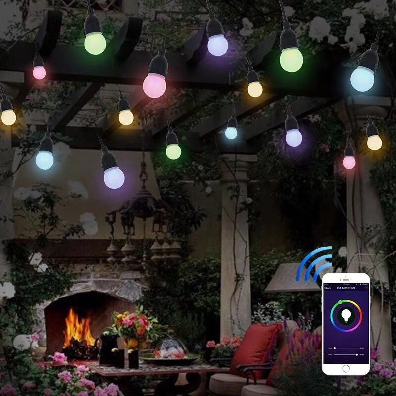 WiFi Remote LED Retro Multi Coloured Drop Bulb Christmas Festoon Party Lights