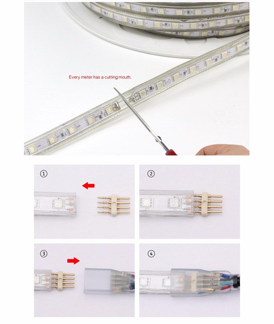 50m/Roll 100m/Roll SMD 5050 Single Color RGB LED Strip Rope Outdoor High Voltage 110V 220V LED Strip Light IP67 IP68