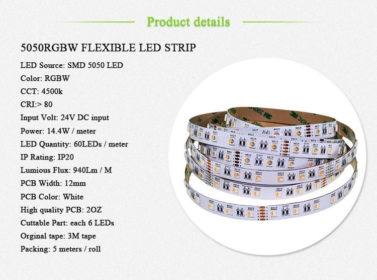 IP68 SMD5050 RGB Outdoor LED Light Strip Waterproof 12V 24V Multifunctional Flexible LED Tape Light Economic and Reliable 5050 60 LEDs/M RGBW Strip Light