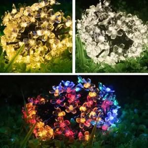 Outdoor Christmas Solar String Lights 30 LED Fairy Flower Blossom Decorative Light