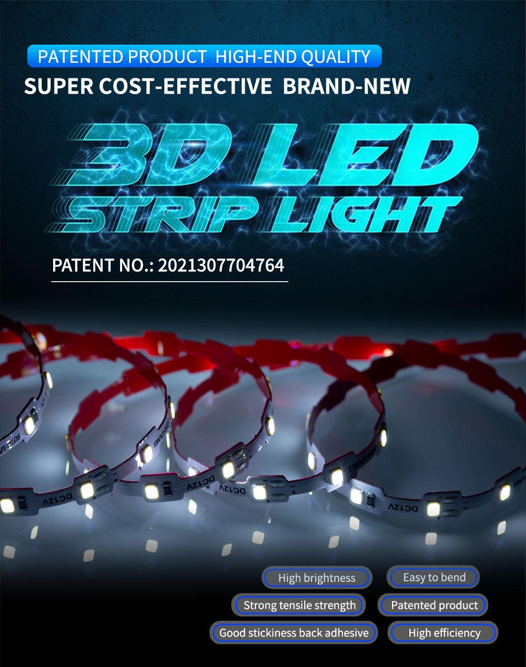 High Brightness DC12V SMD2835 Flexible S Shape Light 3D LED Strip with UL Listed