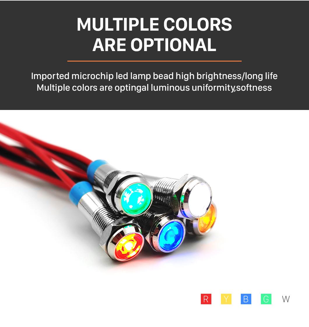 Abei 6mm 12V 6V IP67 Waterproof Signal Lamp Metal LED Indicator Lights with Wire