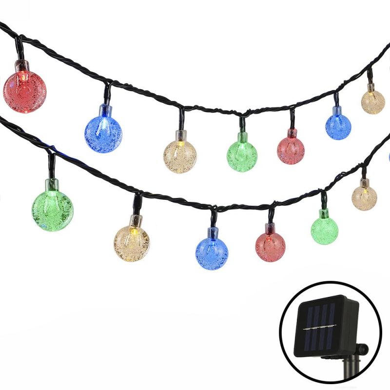 20/30/50/100/200LED 8 Mode Christmas Lights Waterproof Garden Wedding Lights Outdoor Decor Round Crystal Ball Solar Power LED String Light