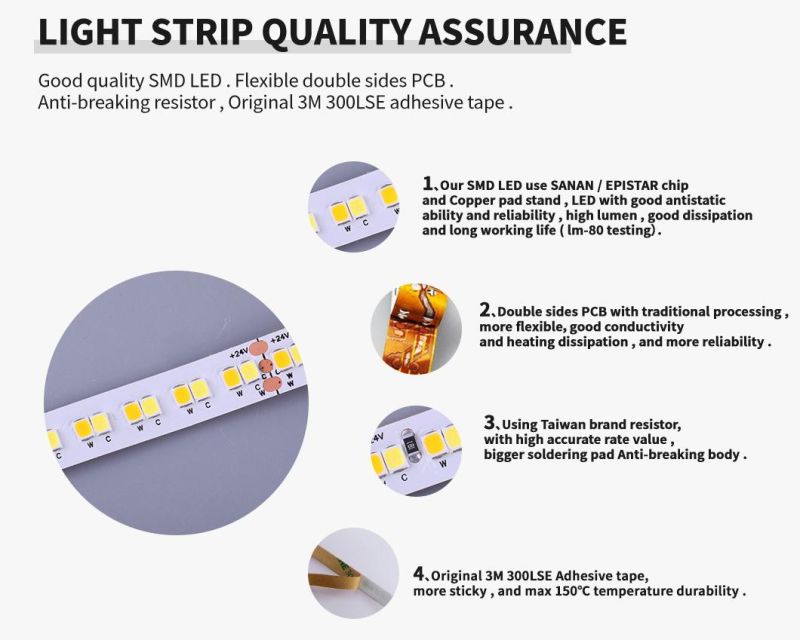 CCT 240LEDs/M DC24V SMD2835 Dual White Light Stripe LED Strip