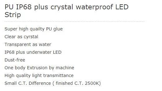 Waterproof LED Strip PU IP68 Plus Crystal Waterproof LED Strip