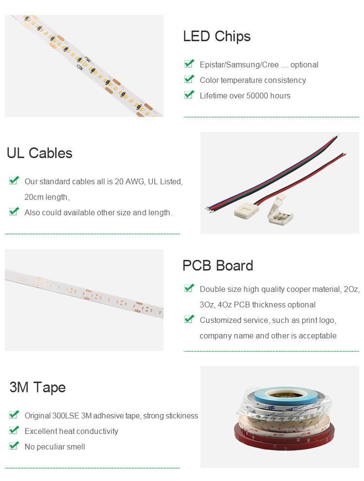 High Density LED Tape Ribbon Light DC12V 24V 480LEDs 8mm Flexible COB LED Strip
