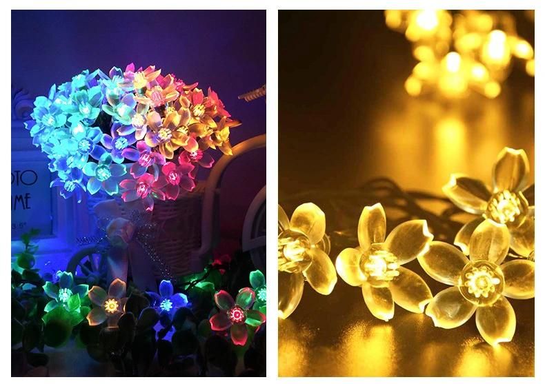 Outdoor Waterproof LED Solar Christmas Decoration Lights Peach Blossom Cherry Blossom Light String