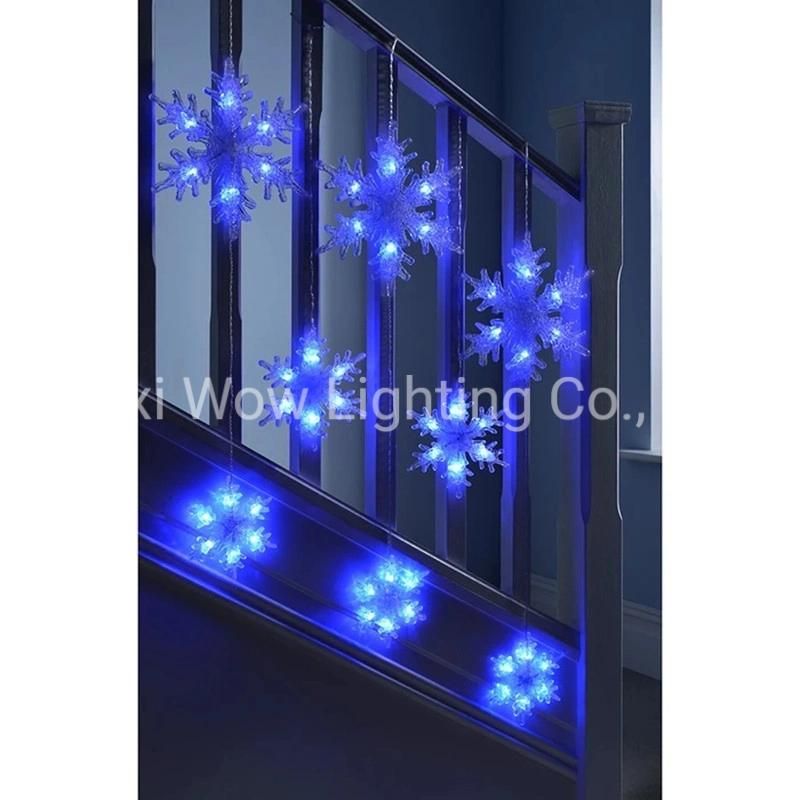 Multi Function Snowflake Curtain Light with 48 LED Bright Blue