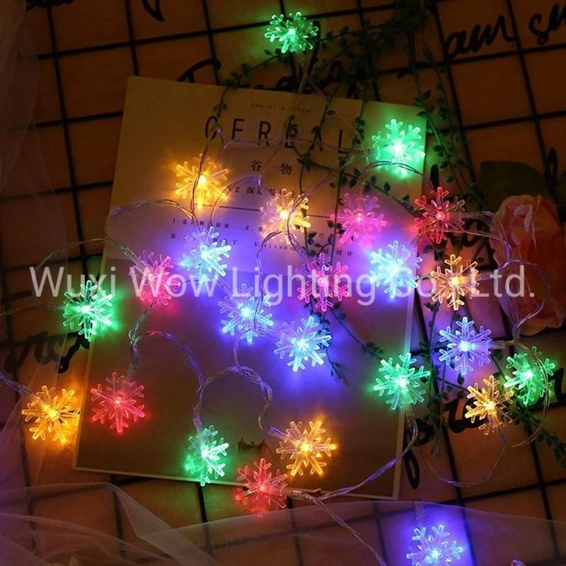 Snowflake Fairy Lights 5m 50PCS LED Battery Powered String Lights Multiple Color Changing Decoration for Christmas Bedroom Windows Curtain Wedding Birthday