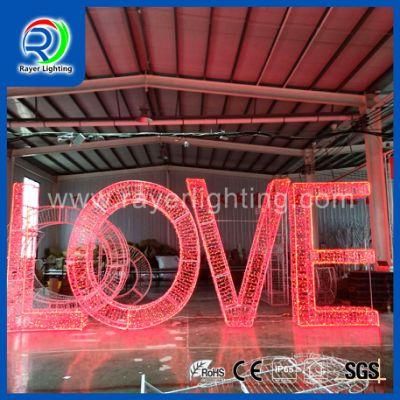 Gardern Decoraction Large Outdoor Christmas Decorations LED Motif Lights Love