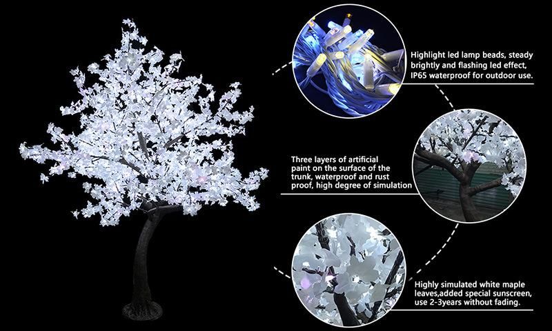 Quality Christmas Ornament Large Lights Outdoor IP65 White LED Artificial Maple Tree