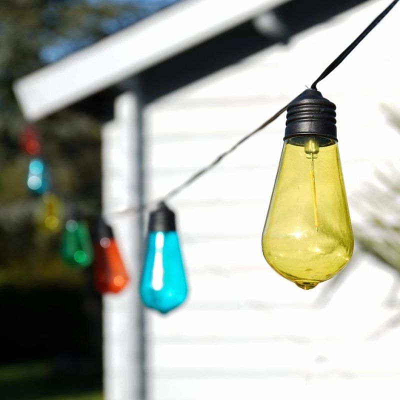 Solar Powered Filament Effect 10 LED Bulbs by Festive Lights Outdoor Retro Festoon Lights