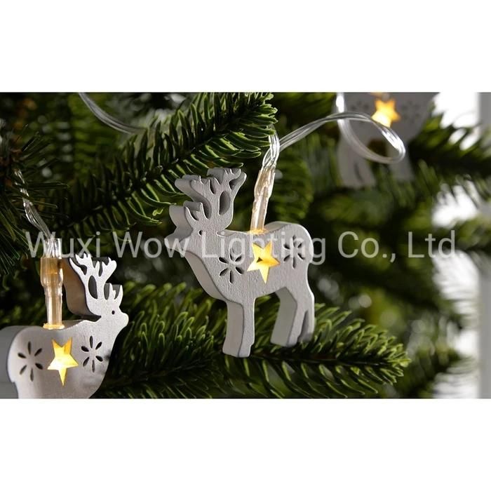 Reindeer Light String Christmas Decoration with 10 Warm LED Wood - White