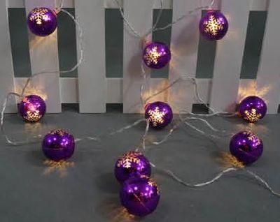 New LED String Light with Purple Ball Decoration, Christmas Light
