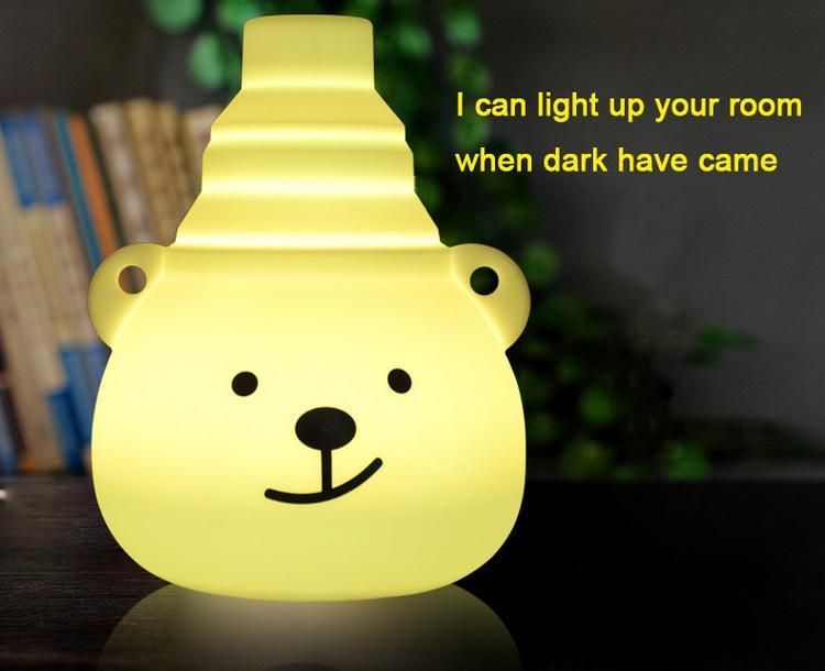 3D Night Light Colors Changeable Bear Shape Baby Choice Mini Size LED Kid′ S Toys Silicone Bedside Lamp for Children Baby