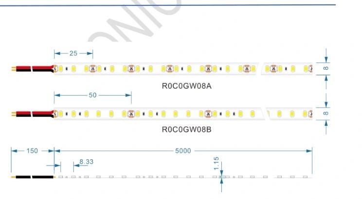 Slim 8mm PCB LED Flexible Rope Light Strip