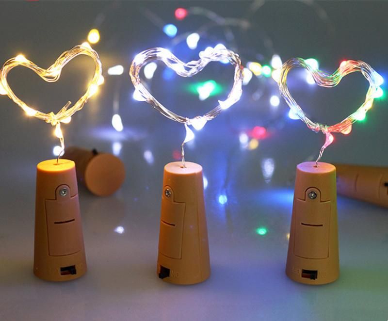 2m 20LED Wine Cork Shape Battery Copper Wire String Lights for Bottle DIY