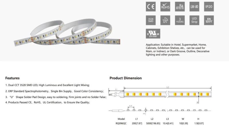 96 LEDs Flexible LED Strips with Dual CCT 3528SMD LED