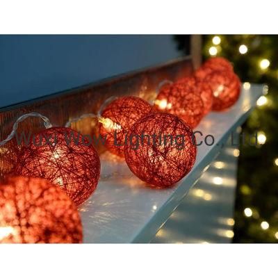 10 Cotton Ball Warm LED Light String Christmas Decoration Red Christmas Lights