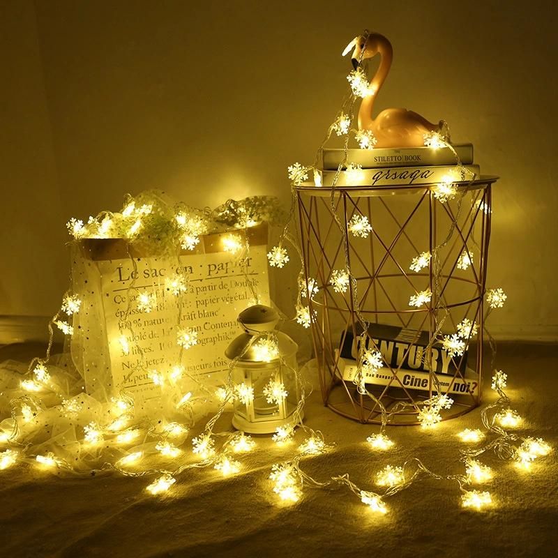 Snowflake String Lights, 1.5m 10LED String Lights White Snowflake Lights Snowflakes Plastic Fairy Lights Decorations