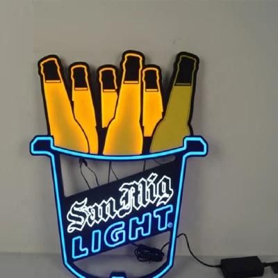 Wholesale Custom Bottle Shape Brewery Whiskey Beer Brand Logo LED Bar Neon Sign