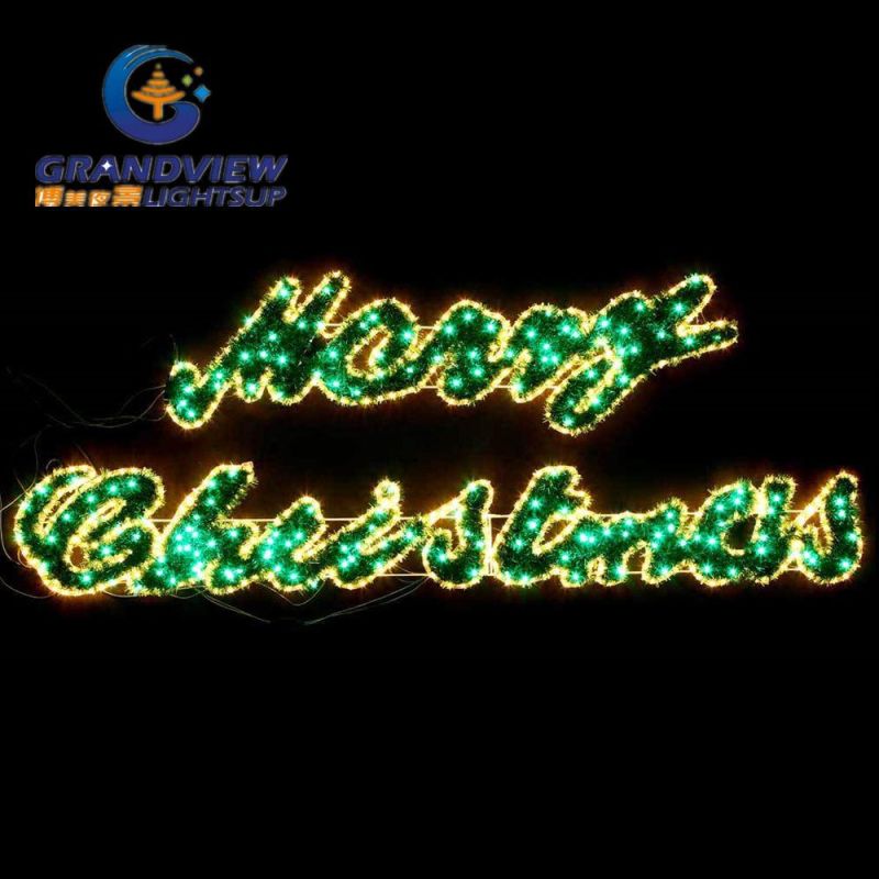 Large 2m LED Merry Christmas Sign Motif LED Warm White Rope Lights