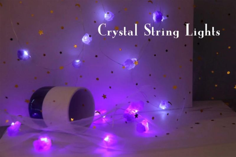 Natural Crystal String Lights Battery Operated Amethyst LED Fairy Lights