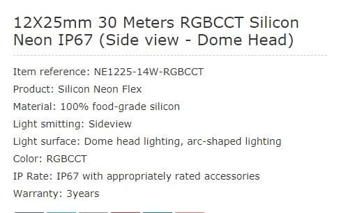 Streamline-Long Lenth 12*25mm 30meters RGB CCT Silicon Neon IP67 (Sidwe view -Dome head)