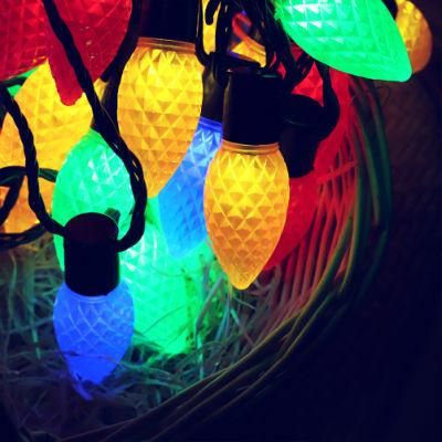 RGB C9 Christmas String Lights, 25 LED Outdoor Fairy Lights Strawberry String Light for Patio Xmas Tree Wedding Party Decoration