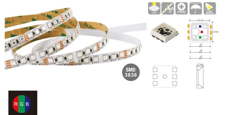 3838SMD 120 LEDs 24V Flexible RGB LED Strip with 120 LEDs Light