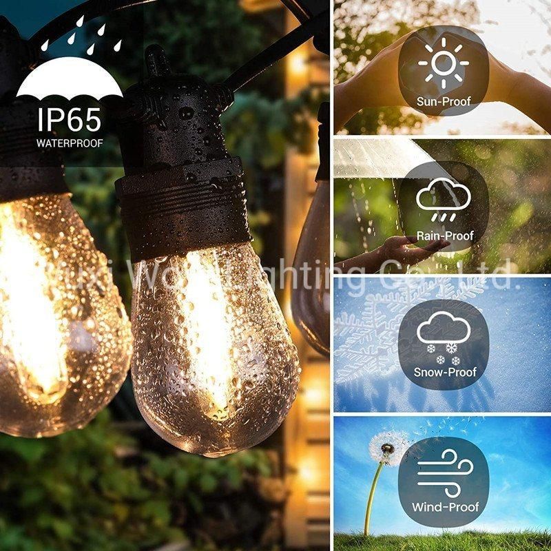 S14 Outdoor String Lights 101FT/30m IP65 Festoon Lights Connectable Outdoor Garden String LED Lights for Commercial Patio Decor