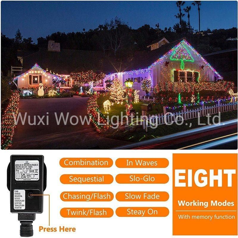 15m/49FT 120LED Outdoor Fairy Light Plug in 8 Modes Waterproof Christmas Tree Lights Outdoor/Indoor for Garden